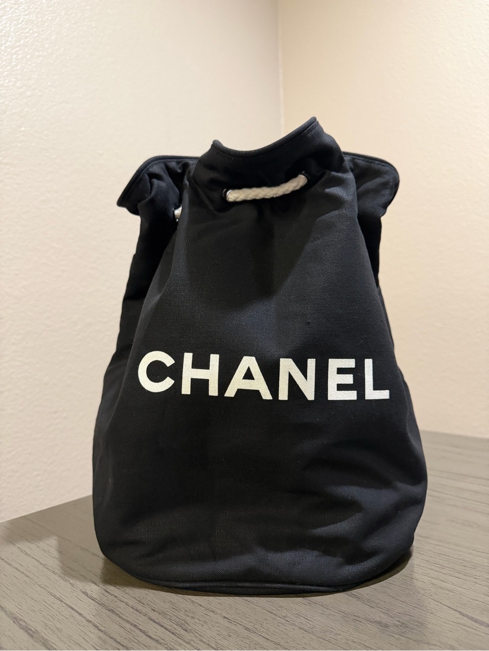 CHANEL Black Canvas Duffel Bag